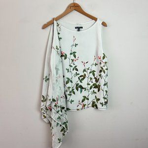 Adrianna Papell White Floral One-Shoulder Blouse